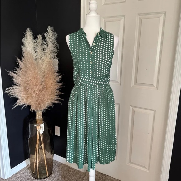 NWT Anthropologie 11.1 Tylho Brynn Green Polka Dot Dress 
Size Medium - Picture 2 of 12
